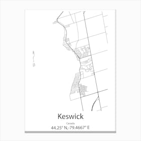 Keswick,Canada Minimalist Map Canvas Print