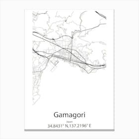 Gamagori,Japan Minimalist Map Canvas Print