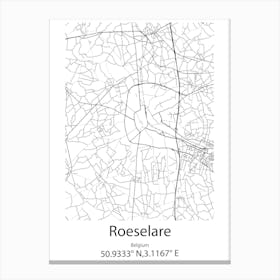 Roeselare,Belgium Minimalist Map Canvas Print