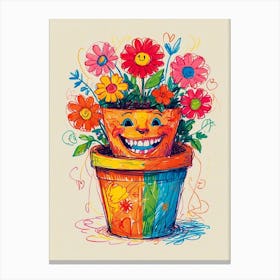 Smiley Flower Pot Canvas Print