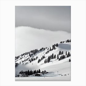 Skiwelt Wilder Kaiser Brixental, Austria Black And White Skiing Poster Canvas Print