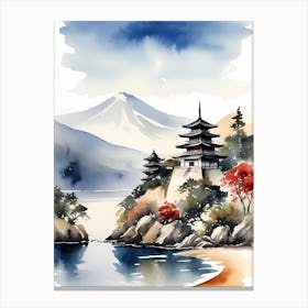Japanese Landscape Watercolor Painting (37) 1 Canvas Print