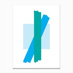 Teal Cross Over Blue Box Abstract Canvas Print