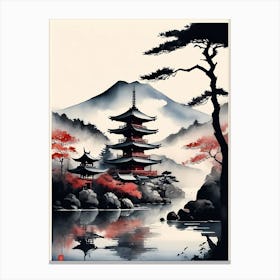 Japanese Landscape Watercolor Painting (42) Canvas Print