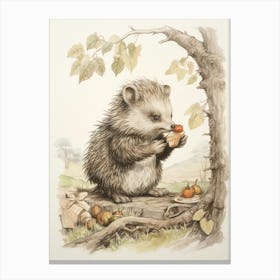 Storybook Animal Watercolour Hedgehog 2 Canvas Print