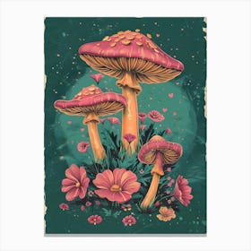 Mushrooms And Flowers Canvas Print