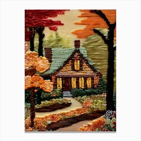 Cottage House Abstract Canvas Print