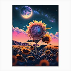 Sunflowers In The night Sky Canvas Print