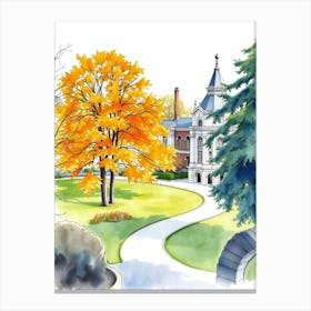 Watercolor College Campus Canvas Print