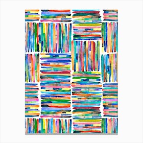 Watercolor Colorful Handpainted Stripes Canvas Print