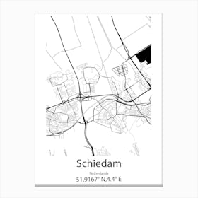 Schiedam,Netherlands Minimalist Map Canvas Print