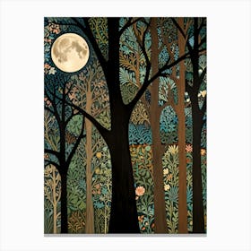 William Morris Rose Moonlight In The Forest Canvas Print