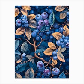 Blueberry Wallpaper Inspired By William Morris Canvas Print