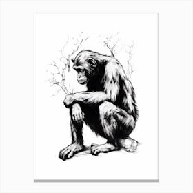 Thinker Monkey Simple Illustration 3 Canvas Print