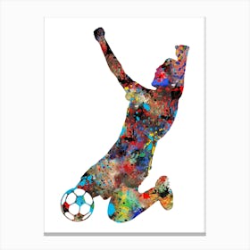 Male Soccer Player Watercolor Canvas Print