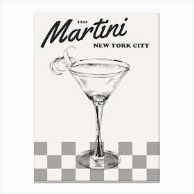 Black And White Retro Martini Canvas Print