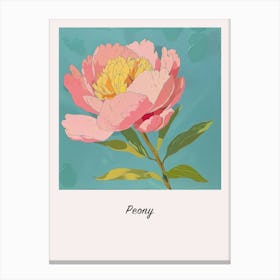 Peony 3 Square Flower Illustration Poster Canvas Print