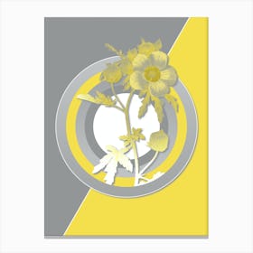 Vintage Venice Mallow Botanical Geometric Art in Yellow and Gray n.355 Canvas Print