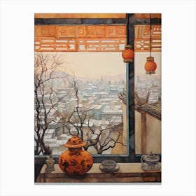 Winter Cityscape Beijing China 2 Canvas Print