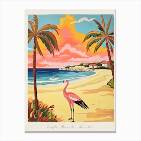 Poster Of Eagle Beach, Aruba, Matisse And Rousseau Style 2 Canvas Print