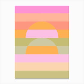 Double Retro Rainbow Minimal Geo Sunset 1/2 Canvas Print