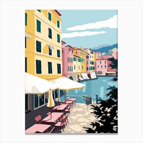 Portofino, Italy, Flat Pastels Tones Illustration 1 Canvas Print