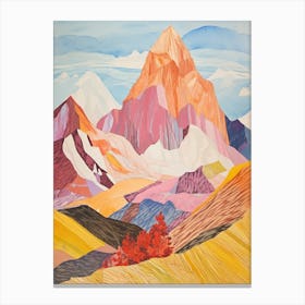 K2 Pakistan Colourful Mountain Illustration Canvas Print