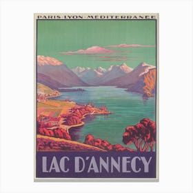 Lac D'Annecy France Vintage Travel Poster Canvas Print