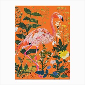Spring Birds Flamingo Canvas Print