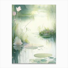 Pond With Lily Pads Water Waterscape Gouache 1 Canvas Print