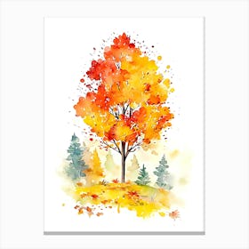 Watercolor Autumn Tree Canvas Print