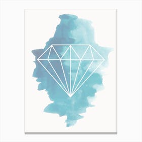 Watercolour Blue Diamond Canvas Print