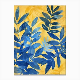 Blue And Yellow Leaves 4 Canvas Print