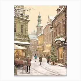 Vintage Winter Illustration Krakow Poland 1 Canvas Print