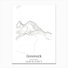 Greenock,United Kingdom Minimalist Map Canvas Print