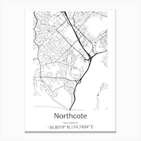 Northcote,New Zealand Minimalist Map Canvas Print