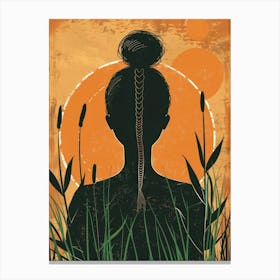 Silhouette Of A Woman In Grass Canvas Print