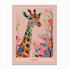 Floral Animal Painting Giraffe 3 Poster Canvas Print