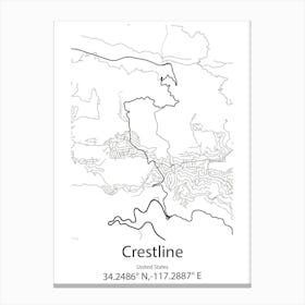 Crestline,United States Minimalist Map Canvas Print