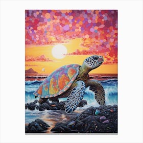 Geometric Sea Turtle On The Beach 1 Canvas Print