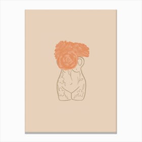 Curvy Lady Vase With Flowers Canvas Print