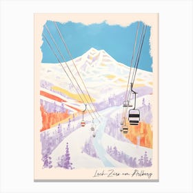 Poster Of Lech Zurs Am Arlberg   Austria, Ski Resort Pastel Colours Illustration 1 Canvas Print