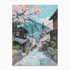 Nozawa Onsen Japan 2 Retro Illustration Canvas Print