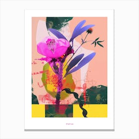 Statice 2 Neon Flower Collage Poster Canvas Print