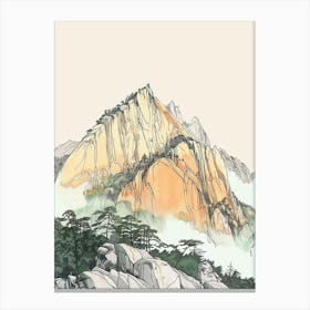 Mount Hua China Color Line Drawing (1) Canvas Print