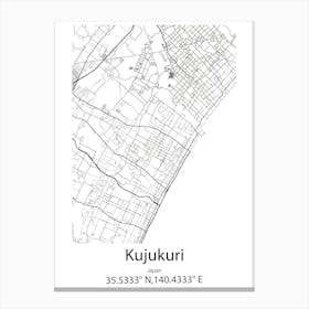 Kujukuri,Japan Minimalist Map Lienzos