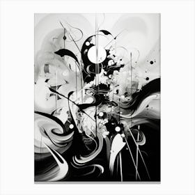Symbiosis Abstract Black And White 7 Canvas Print