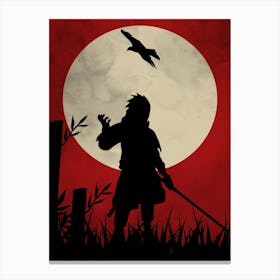 Funny Anime Japanese Silhouette Background Moon Cool Canvas Print