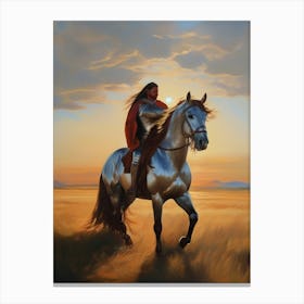 Woman Riding A Horse Canvas Print