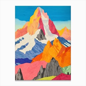 Aoraki New Zealand 2 Colourful Mountain Illustration Canvas Print